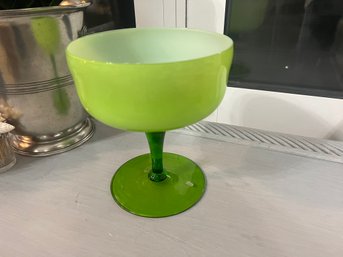 Carlo Moretti Lime Green Cased Glass Candy Dish