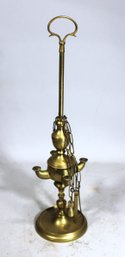 Vintage Solid Brass Small Diminutive Size Fat Lamp Having Implements