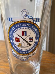 Vintage US NAVY Recruit Training Command  - Tall Glass