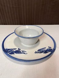 Pottery Chip And Dip Serving Platter