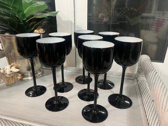 Carlo Moretti Black Cased Glass Wine Goblets