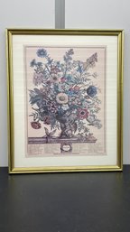 November Month Botanicals Print Faded 17x21 Gold Frame Glass