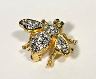 Vintage Gold Tone Rhinestone Bug Pin Brooch