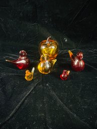 Vintage Amber Glass Figurine Lot