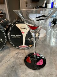 Pair Of Hand Painted Martini Glasses - Lolita 'Flirtini' & 'Chocoloatini'