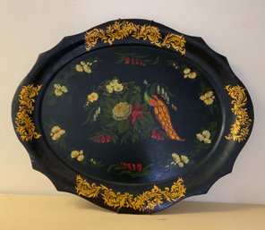 Lovely 28 In Vintage Hand Painted Tole Tray (D)