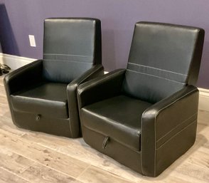 Pair Of Bonded Leather Kids Storage/ Gaming Chairs
