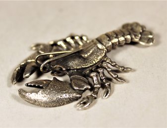 Large Detailed Sterling Silver Lobster Brooch