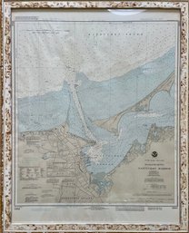 A Map Of Nantucket Harbor In A Rustic Frame