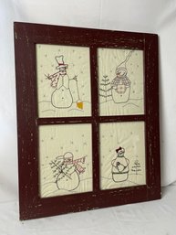 Wooden Art Deco Square Picture Frames Snowmen