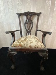 Vintage Dark Wooden Cushioned Chair