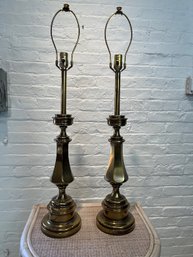 Pair Of 1970s Mid-Century Modern Stiffel Brass Table Lamps