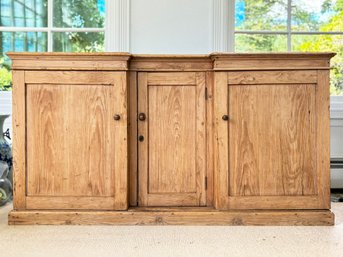 An Elegant Vintage Reclaimed Pine Setback Credenza Or Sideboard