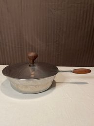 Mid Century Stainless Steel Saucepan With Wooden Handle Lid