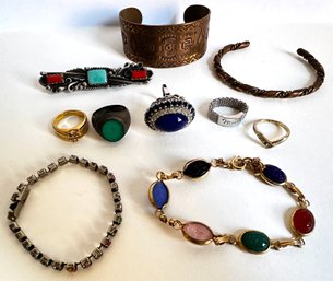 5 Vintage Rings, 4 Bracelets & 1 Pin