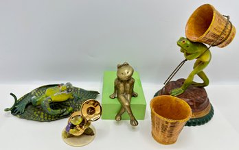 4 Vintage Frog Figurines