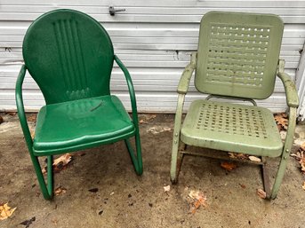 A Pair Of 1940s Metal Lawn Chairs