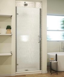 Arizona Shower Door Mini Hinge Single Semi-frameless Hinged Brushed Nickel Standard Shower Door