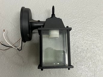 Small Black Metal Outdoor Wall Mount Light Fixture With Beveled Glass