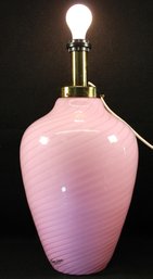 Mid Century Modern Handcrafted Pink Italian Glass Table Lamp Made By Casa Luce For Scandinavian Gallery