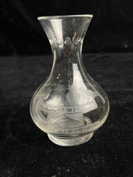 Small Clear Etched Glass Art Deco Antique Vase