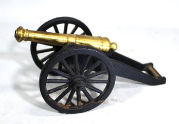 Vintage Cast Iron And Brass Model Of A Cannon