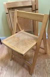 Three Caned Seat Folding Chairs