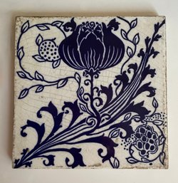 Beautiful Art Nouveau MINTONS  Blue Poppy Tile - Circa 1900