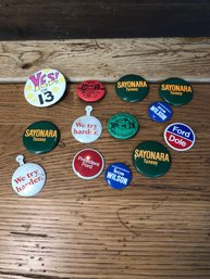 13 Vintage Political Pins