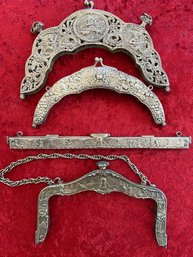 Metal Purse Frame Clasps Lot 2 Antique Vintage Art Deco Nouveau Victorian