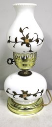 Beautiful Vintage Milk Glass Hurricane Table Lamp