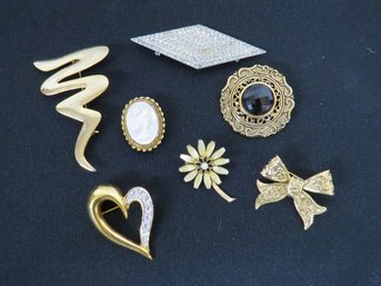 Mixed Group Of Ladies Pins Or Brooches, Various Styles Most Mid-century Costume