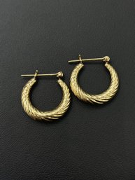 14k Yellow Gold Spiral Hoop Earrings