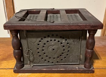 Antique Primitive 19th Century Foot Warmer Punched Tin