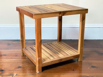 A Teak Wood Shower Seat, Or Plant Stand