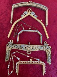 Metal Purse Frame Clasps Lot 4 Antique Vintage Art Deco Nouveau Victorian