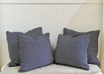 A Set Of 4 Gloster Navy Checked Outdoor Pillows