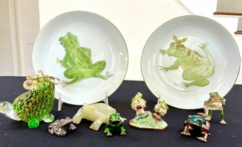 Frog Grouping IV -Basil Mathews, Painted Enamel, Plates, And More...