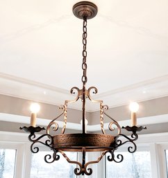 A Fine Hammered Bronze Chandelier