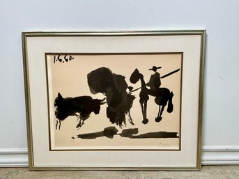 Vintage 1960 Pablo Picasso Picador & Bull Limited Edition Lithograph, Cert Of Auth