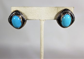 Jean Lin Sterling Silver Turquoise Pierced Earrings