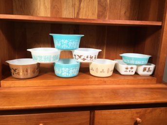 Fantastic Group Of Nine (9) Vintage PYREX Bowls And Loaf Pans - Stored For Over 35 Years - GREAT PIECES !