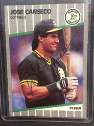 1989 Fleer Jose Canseco Autographed Card - K