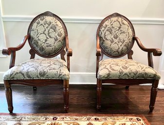 Pair Of E & E Co Floral Upholstered Accent Chairs.