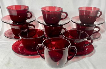 Vintage 1940's Ruby Red Depression Glass Coffee Service