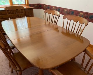 Dinning Room Table, 2 Arm Chairs, 4 Side Chairs - Conant Ball Furniture Makers - Full Set Table Pads