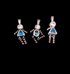 Lot Of Three Sterling Silver Person Shaped Pendants