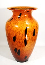 Large Hand Blown Art Glass Vase Polished Pontil