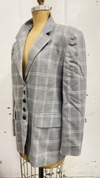 Escada Gray Plaid Wool Blazer-Size EU44/US14