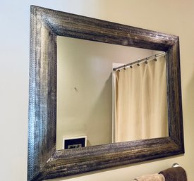 Contemporary Silver Hammered Style Mirror